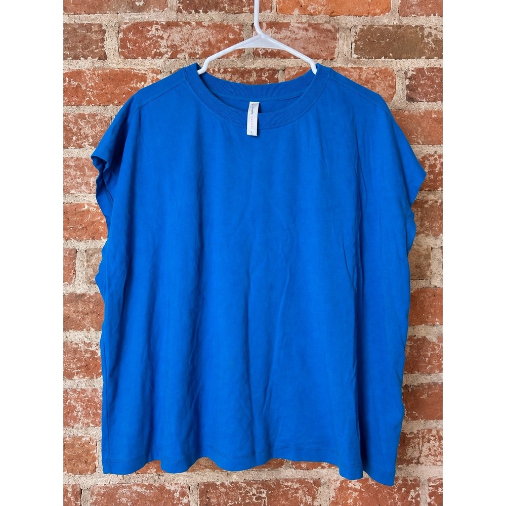 Daily Practice Anthropologie Blue Cotton Muscle Tee Oversized Tank S Boho Lounge